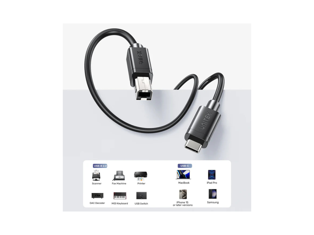 Unitek USB-C to USB-B Data & Charging Cable - 2M for Printers & More Unitek USB-C to USB-B Data & Charging Cable - 2M for Printers & More